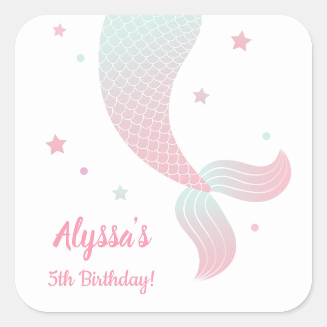 Adesivos de festa para meninas cauda de sereia omb (Frente)
