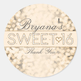 Adesivos de Festa Sweet 16 Luzes Brilhantes Dourad