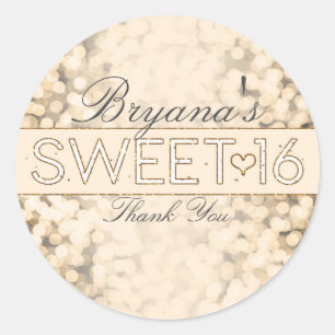 Adesivos de Festa Sweet 16 Luzes Brilhantes Dourad