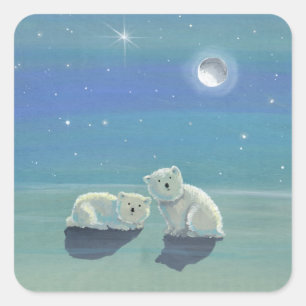 Adesivos de Filhotes de Urso Polar Fofos do Invern