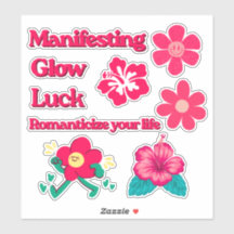 Adesivos de Flores Rosas que Manifestam Sorte