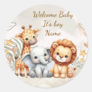Adesivos de Foca para Chá de Bebê Safari Animais B