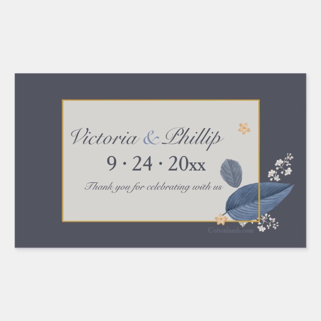 Adesivos de folhas azuis (Frente)