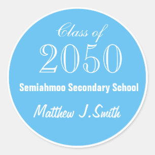 Adesivos de formatura azuis simples e elegantes.