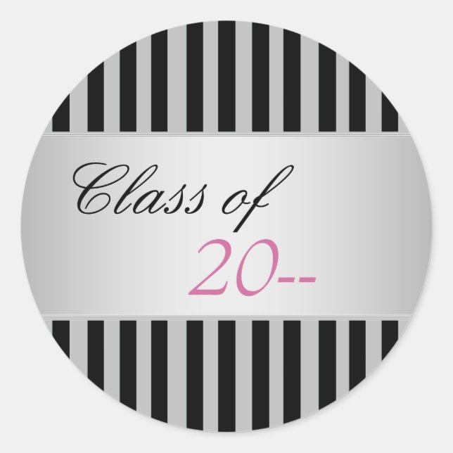 Adesivos de formatura com listra preta elegante (Frente)