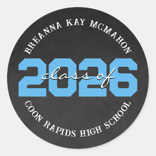 Adesivos de Formatura da Classe Baby Blue Chalkboa
