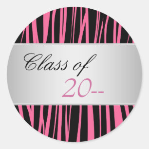 Adesivos de Formatura de Zebra Rosa Elegante
