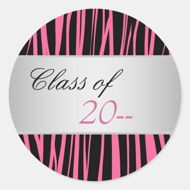 Adesivos de Formatura de Zebra Rosa Elegante (Frente)