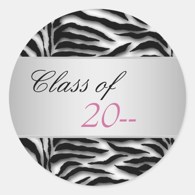 Adesivos de Formatura Elegantes Zebra Rosa (Frente)