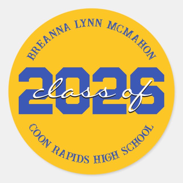 Adesivos de Formatura Personalizados Dourado e Azu (Frente)