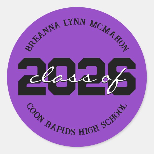 Adesivos de formatura personalizados Roxo e Preto (Matching Envelopes, Return Address Labels & Envelope Seals)