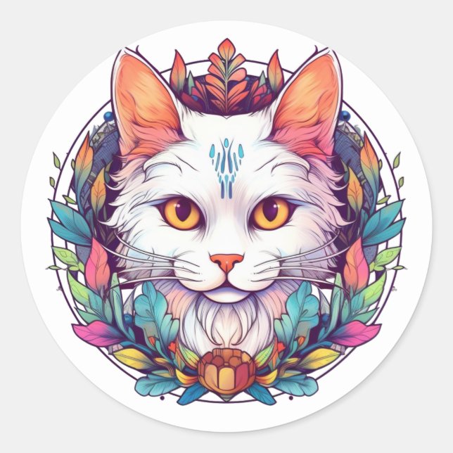 Adesivos de Gato Branco (Frente)