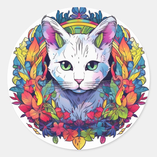 Adesivos de Gato Branco (Frente)