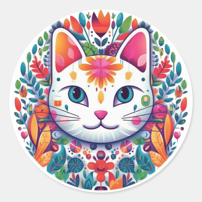 Adesivos de Gato Branco (Frente)