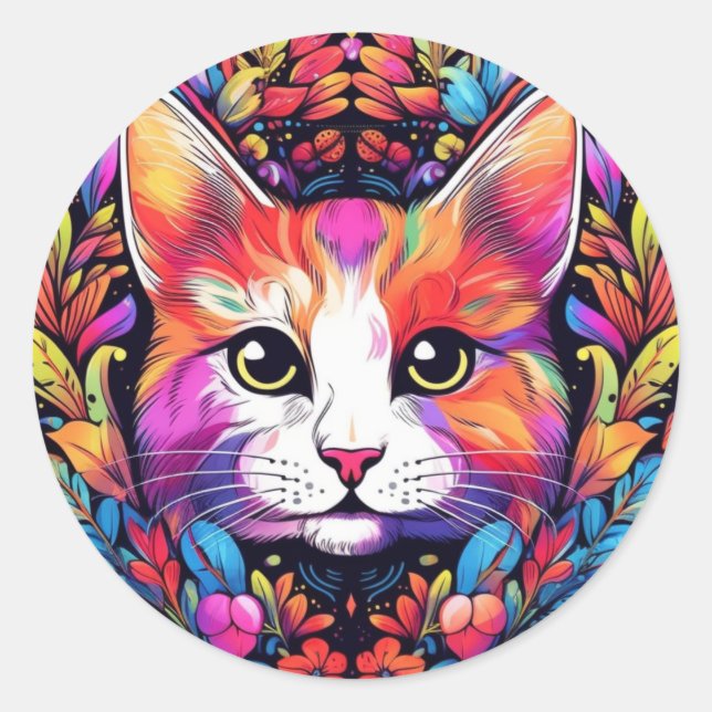 Adesivos de Gato Coloridos (Frente)