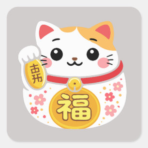 Adesivos de gato da sorte Maneki Neko