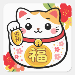 Adesivos de gato da sorte Maneki Neko