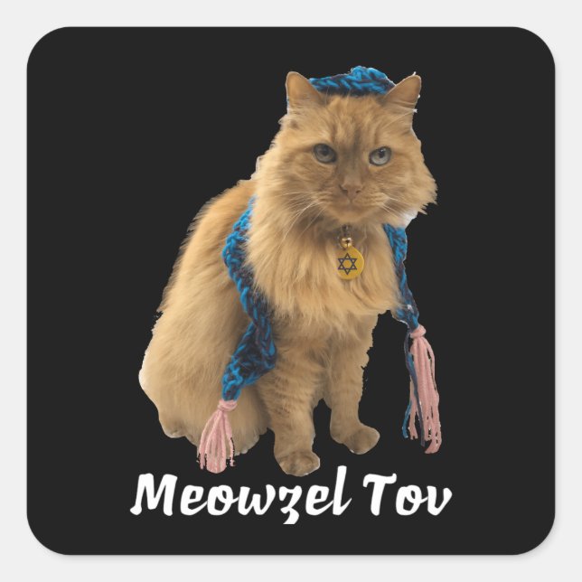 Adesivos de gato judaico Meowzel Tov Mazel Tov (Frente)
