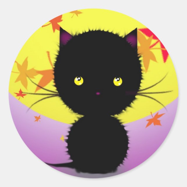 Adesivos de Gato Preto do Halloween (Frente)