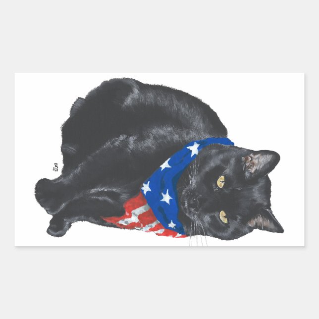 Adesivos de Gato Preto Patrióticos (Frente)