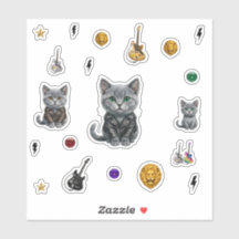 Adesivos de Gato Punk Real