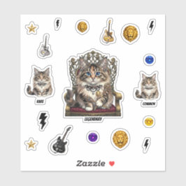 Adesivos de Gato Real - Comum, Raro, Lendário, Fol