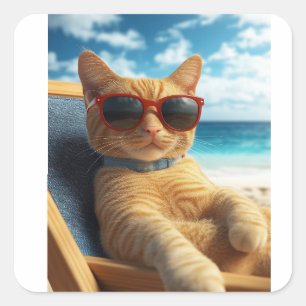 ADESIVOS DE GATO RUIVO DE PRAIA