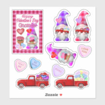 Adesivos de Gnomos com Caminhõezinhos Vermelhos pa