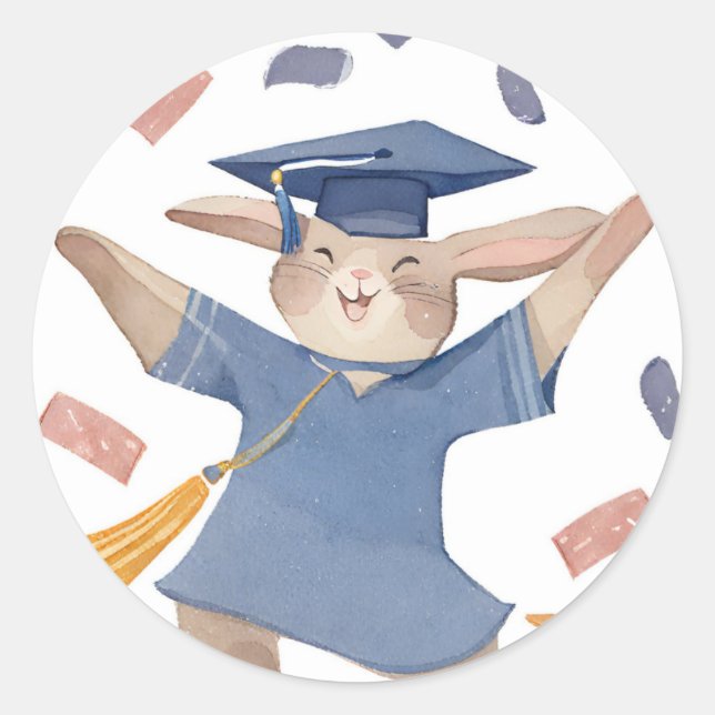Adesivos de Graduação de Coelho Fofo (Frente)