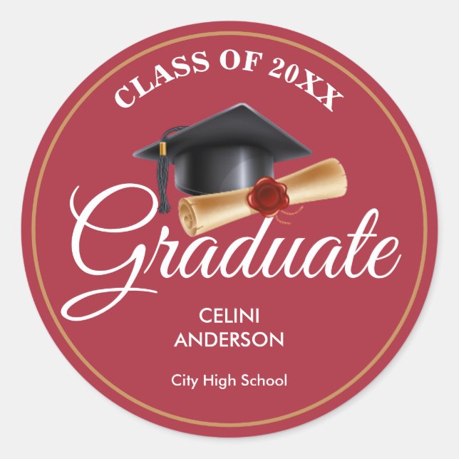 Adesivos de Graduação Elegantes Dourado e Preto (Frente)