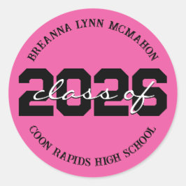 Adesivos de graduação personalizados, rosa-quente 