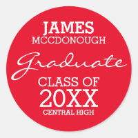 Adesivos de graduação personalizados vermelhos e b
