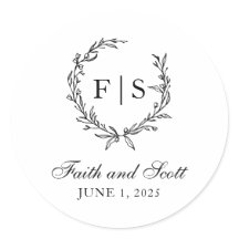 Adesivos de Grinalda de Monograma Preto e Branco