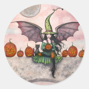 Adesivos de Halloween Bruxa Gato Abóboras