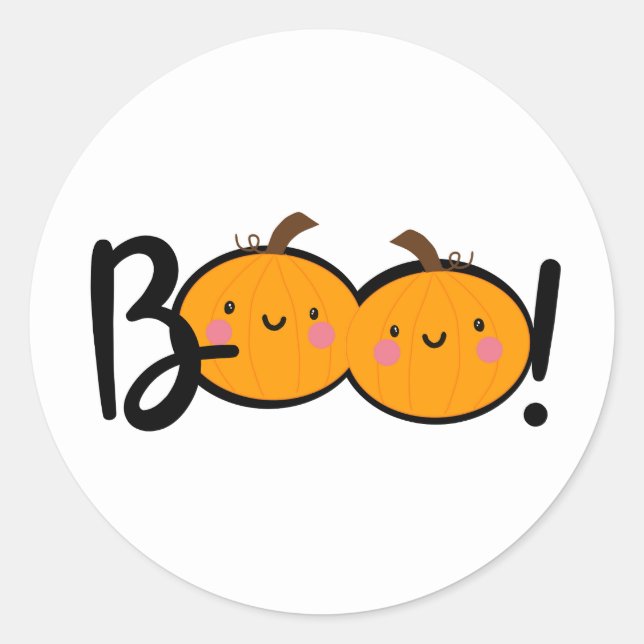 Adesivos de Halloween da Abóbora Sorrindo Boo (Frente)