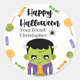 Adesivos de Halloween de doces do Frankenstein