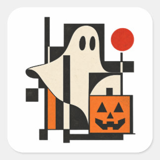 Adesivos de Halloween de Fantasma Geométrico e Abó