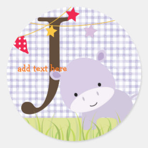 Adesivos de Hipopótamo Roxo/adicionar monograma/fu