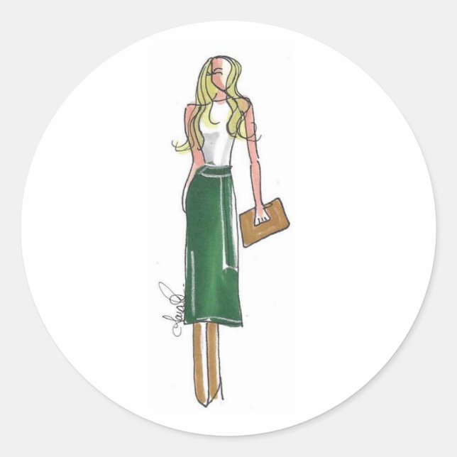 Adesivos de ilustração de moda vestido verde (Frente)