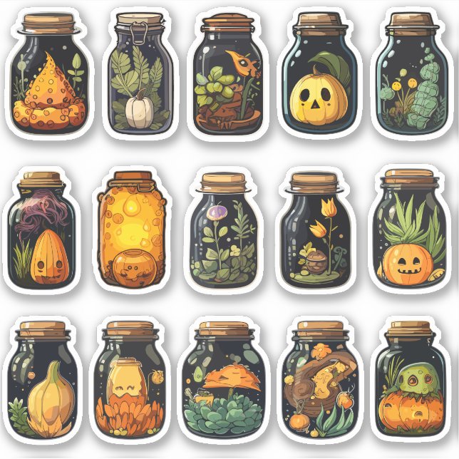 Adesivos de Ingredientes de Poção de Halloween (Frente)