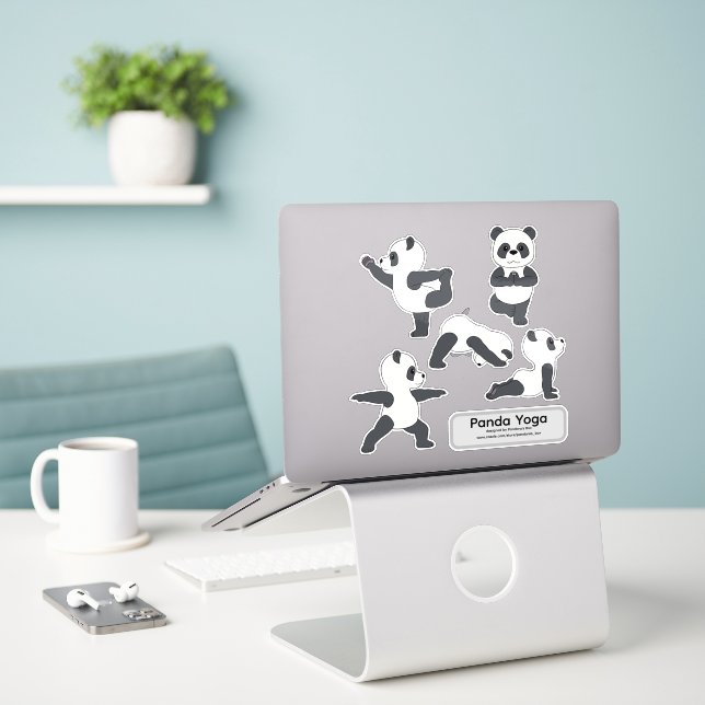 Adesivos de Ioga de Panda (Laptop na mesa)