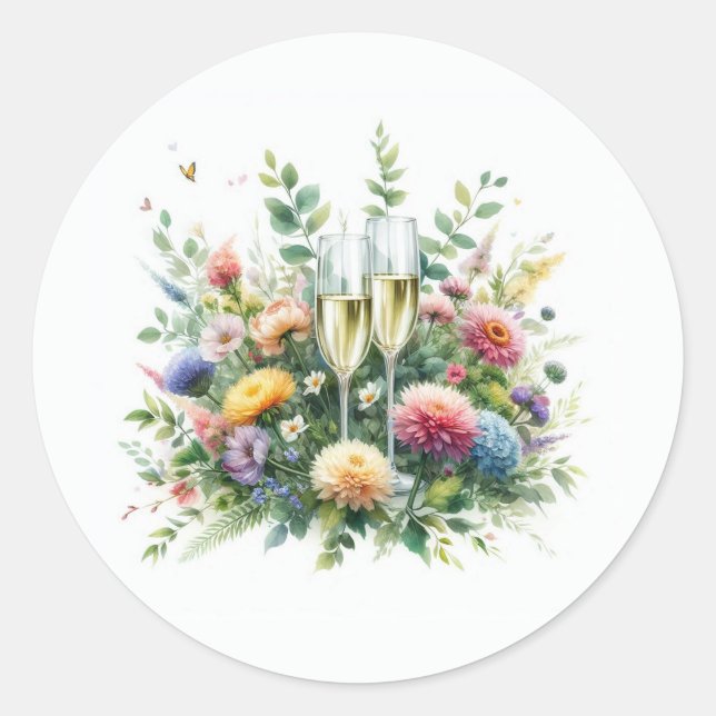 Adesivos de Jardim de Champanhe Floral (Frente)
