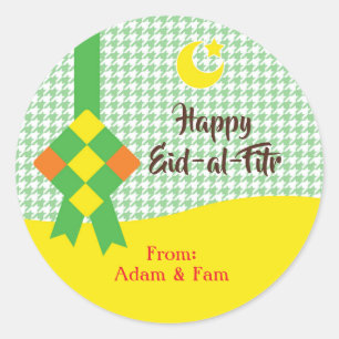 Adesivos de Ketupat Eid-al-Fitr / Eid Mubarak Verd