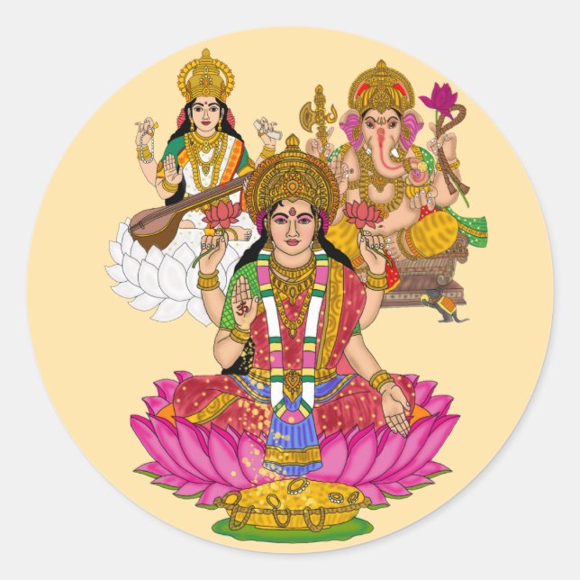Adesivos de Lakshmi Saraswati Ganesha (Frente)