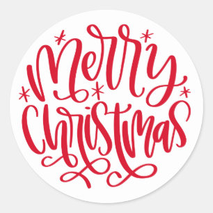 Adesivos de Letra Redonda Vermelha Feliz Natal