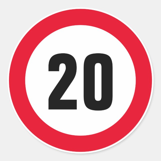 Adesivos de limite máximo de velocidade de 20 mph  (Frente)