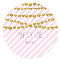 Adesivos de Listras Rosa e Branco com Corações Dou