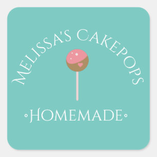 Adesivos de Logo de Cake Pops Padaria Caseira Azul