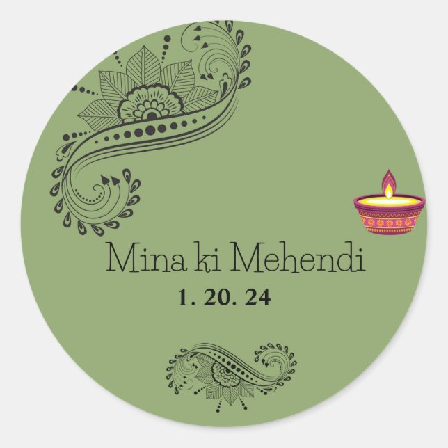 Adesivos de mehendi personalizáveis (Frente)