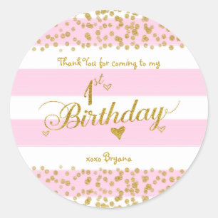 Adesivos de Menina de Aniversário de 1 Ano Rosa Br